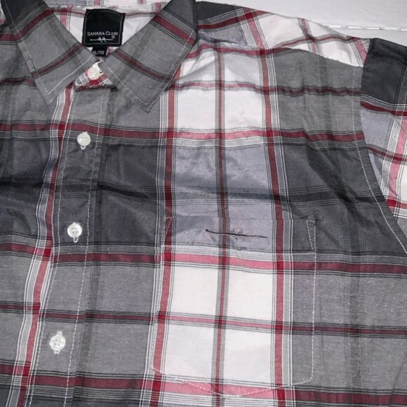 Sahara Club Men XL Black Gray Red White Short Sleeve Button Down Shirt (K) - Picture 5 of 7